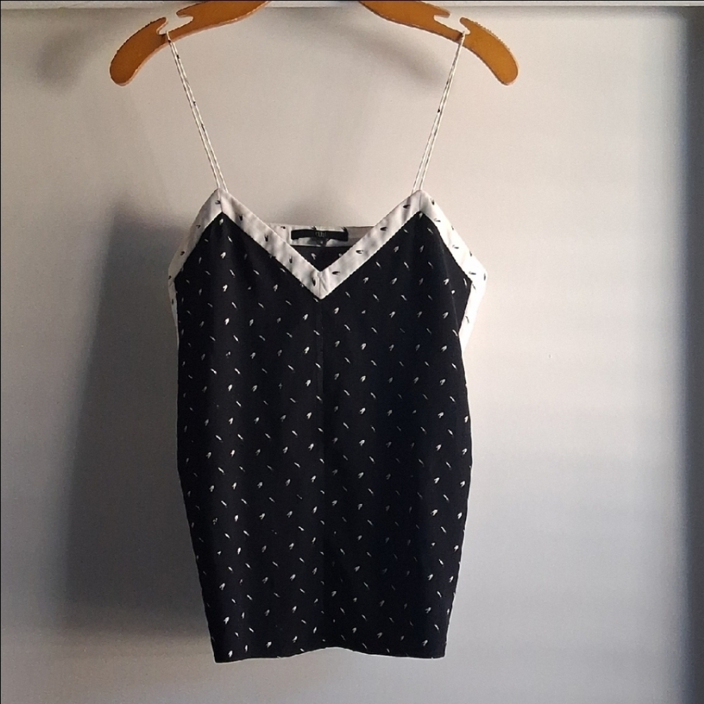 Tibi Sz 2 Black & White Tank Top Abstract Pattern